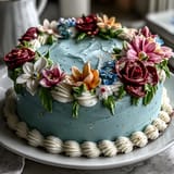 Beautiful layered cake with floral buttercream decorations, perfect for celebrating a Taurus birthday and graduation in one elegant dessert.