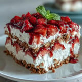 This no-bake icebox cake, a strawberry graham cracker treat, is picture perfect.