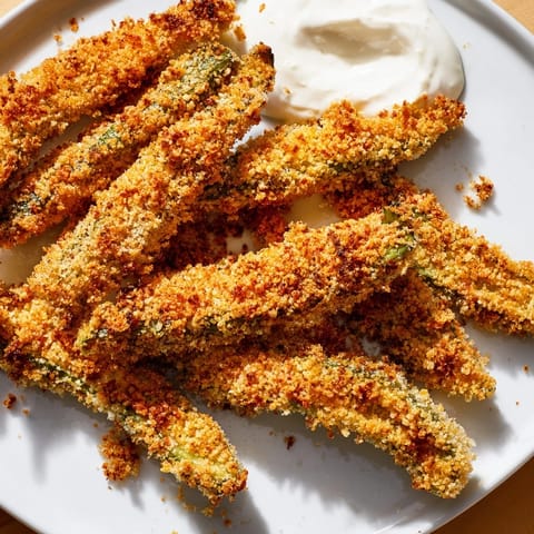 Golden-brown fried pickles with a satisfying crunch, perfect served alongside creamy ranch for dipping.