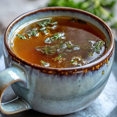 A clear glass jar filled with golden vegetable broth from scraps, next to a bowl of fresh carrot peels and onion skins.  