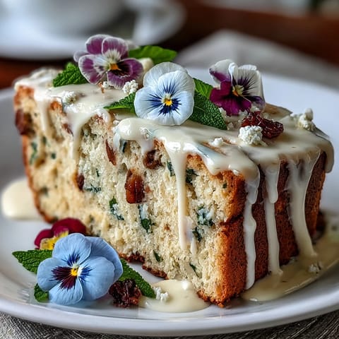 Delicate vanilla spring cake adorned with pressed edible flowers for a floral dessert centerpiece.  