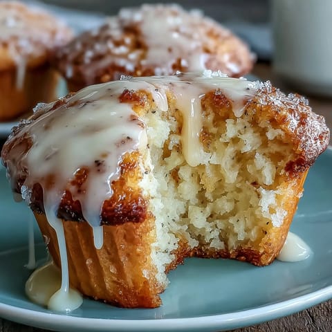 Bright lemon poppy seed muffins with a glossy citrus glaze, perfect for a springtime brunch spread.