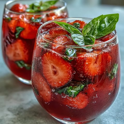 Strawberry Basil Sangria Mocktail