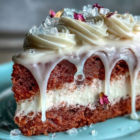 Delicious pink Rosé Velvet Cake, perfect for celebrations with edible gold accents.