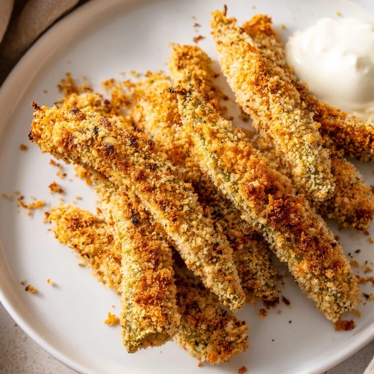 Crispy-fried pickles, the ultimate appetizer, with a flavorful breading and a delicious, tangy dill flavor.