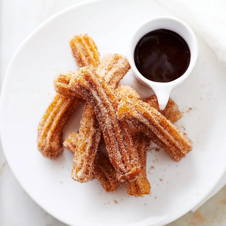 Crispy, freshly fried churros warm, a delicious dessert served with luxurious chocolate sauce.