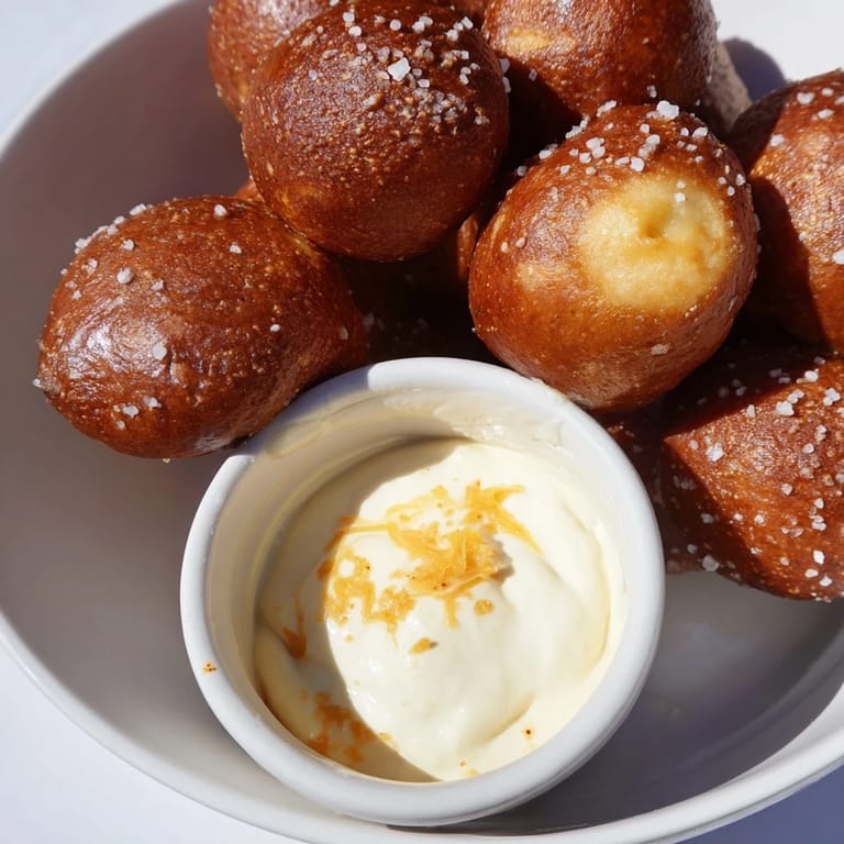Warm pretzel bites ready to be dipped into a creamy, flavorful cheese dip for ultimate comfort.