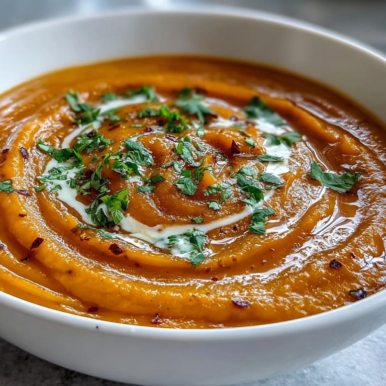 Vibrant Carrot Ginger Soup served with crusty bread on the side, perfect for a cozy, healthy vegan lunch.