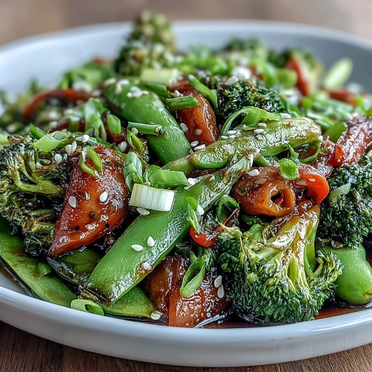 Crisp, colorful ginger stir-fried vegetables tossed in aromatic soy sauce for dinner.