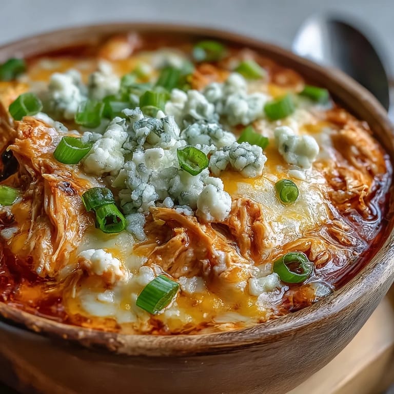 Serving Crock Pot Buffalo Chicken Dip Soup from the slow cooker with celery sticks.