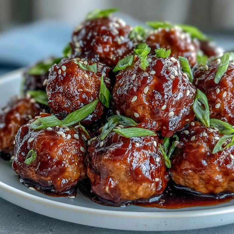 Sticky glazed meatballs simmer in fruity preserves sauce, ready to serve with toothpicks at a party.