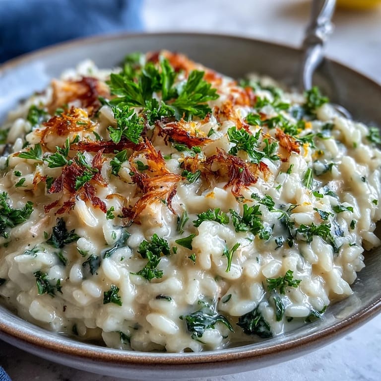 Comforting smoked haddock risotto topped with grated Parmesan and parsley, steaming in a cozy, dimly lit kitchen setting.