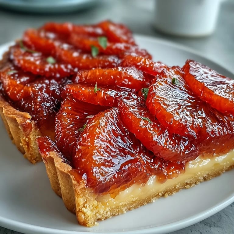 Freshly baked Blood Orange Tarts feature silky custard filling and jewel-toned blood orange segments.