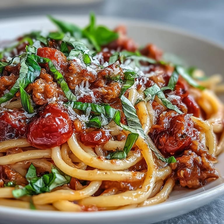 Sizzling skillet of Italian Drunken Noodles with shrimp, sweet tomatoes, and herbs, served with lemon and fresh basil.