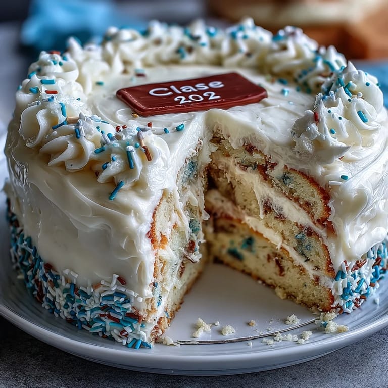 Festive sheet cake with smooth vanilla buttercream and colorful Class of 2026 lettering—perfect for graduation parties.
