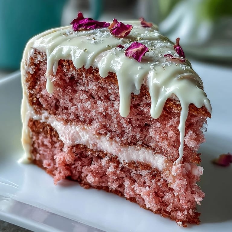 Beautiful pink Rosé Velvet Cake, ready for slicing at your special celebration.
