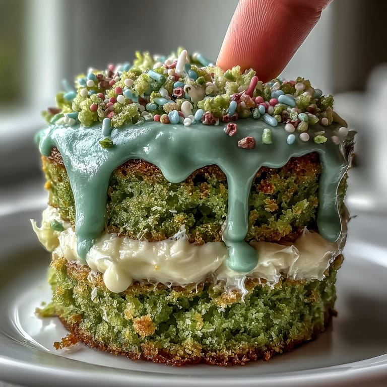 Fluffy green matcha layers, topped with vanilla frosting, perfect for a celebration.